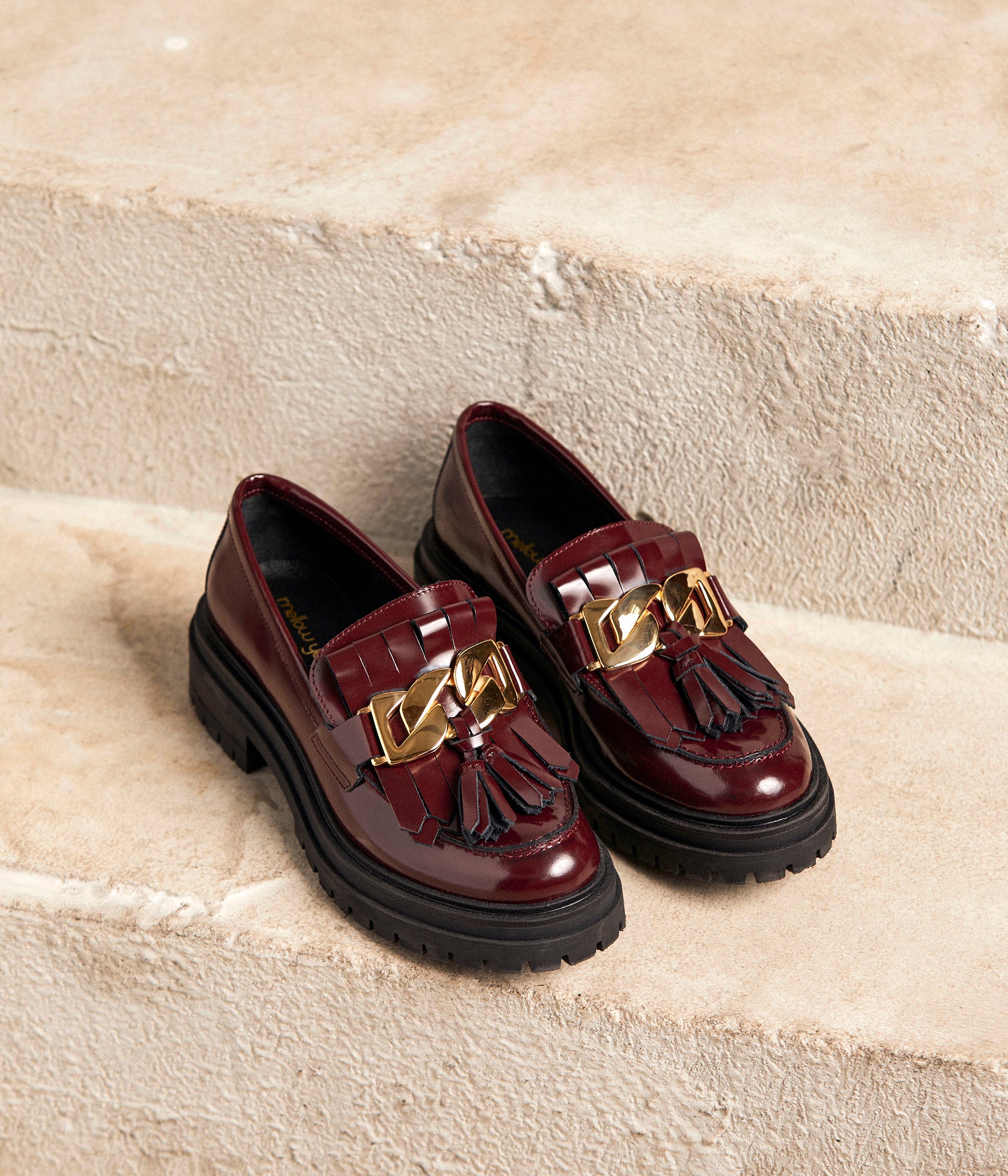Mocassins bordeaux crantés Anelia