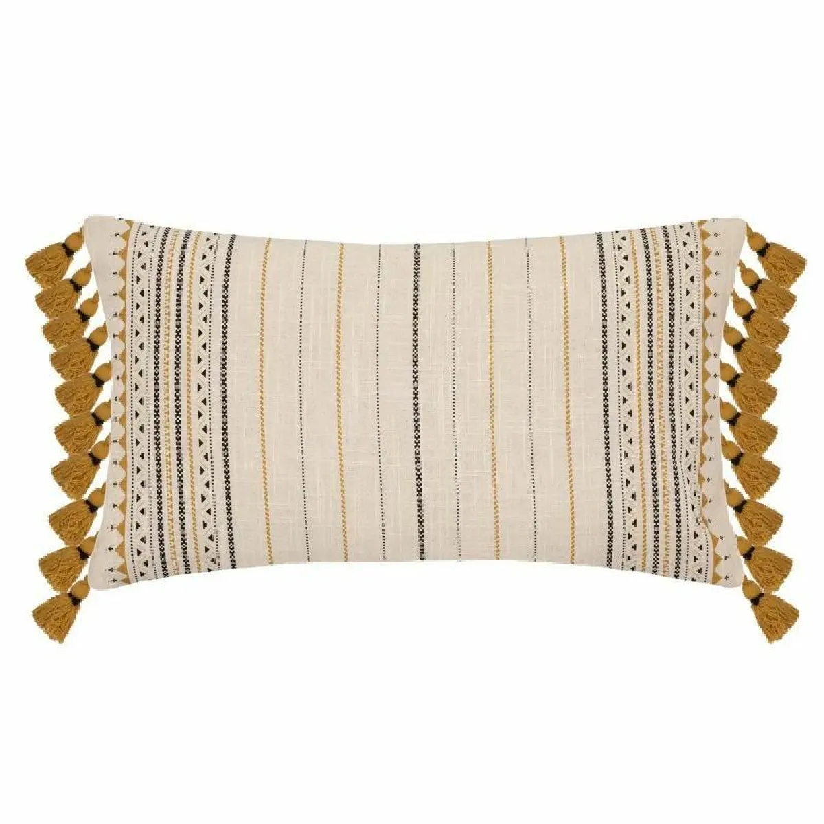 Housse de Coussin Rayures Ivoire & Ocre