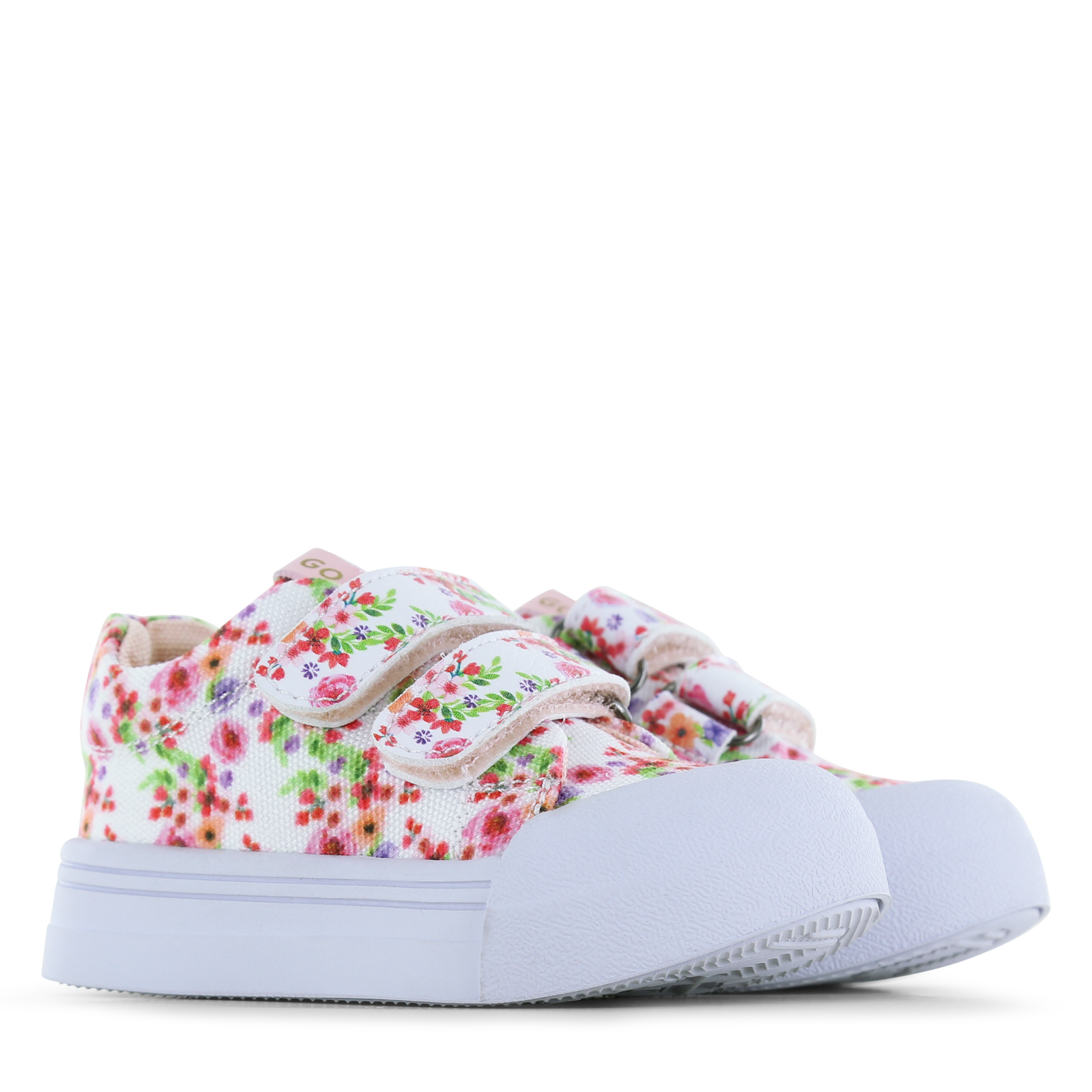 Go Banana‘s sneaker klittenband - White Flowers Canvas | Meisjes schoenen