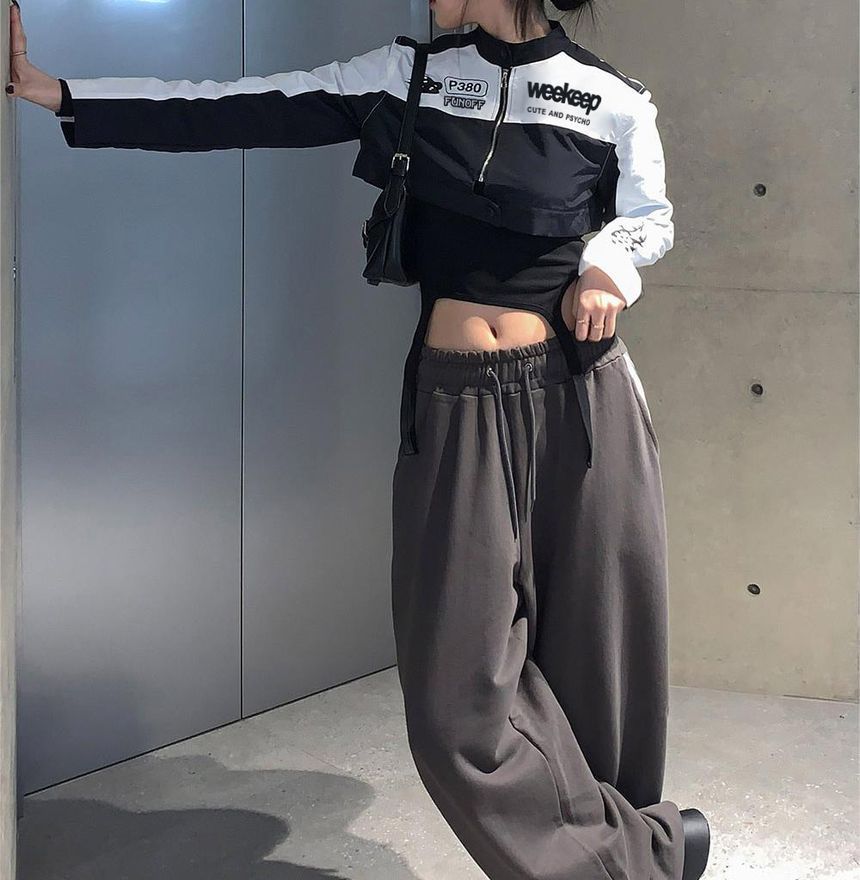 SisLinda - Lettering Crop Zip Jacket