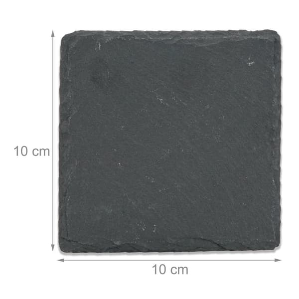 sett med 10 underlegg i skifer 10x10 cm