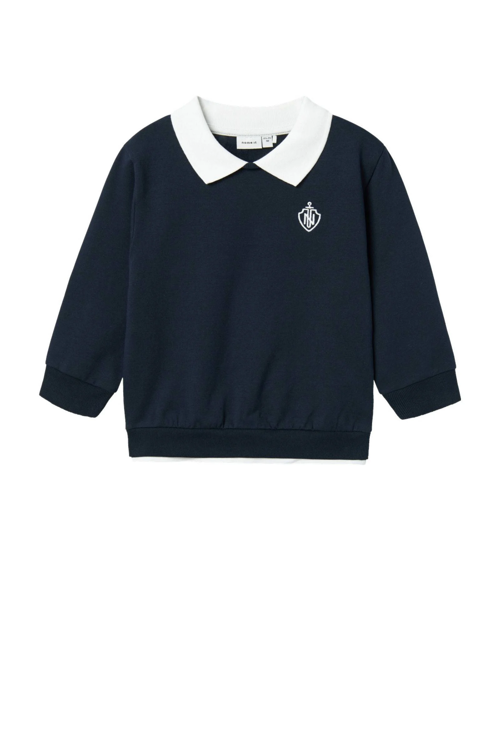 NAME IT sweater NMMRON donkerblauw/wit
