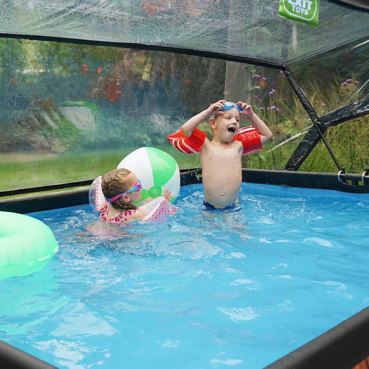 EXIT Toys Poolabdeckung 300x200cm - Universell für Rechteckige Pools - Hält Wasser Warm und Sauber - Einfache Montage - Robuste, Hochwertige Konstruktion - Geeignet für EXIT Pools und Andere Modelle