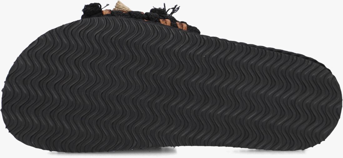 zwarte mou slippers monoband rope sandal fringes