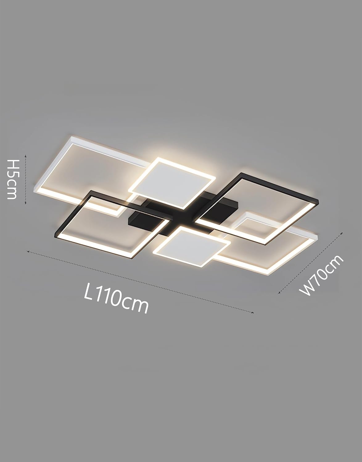 LED-Deckenbeleuchtung Modern Rechteckige Deckenlampen Für Wohnzimmer Dimmbar Mit Fernbedienung Contro Flush Mount Deckenleuchte Für Wohnzimmer Schlafzimmer Stube (Schwarz, 110cm)