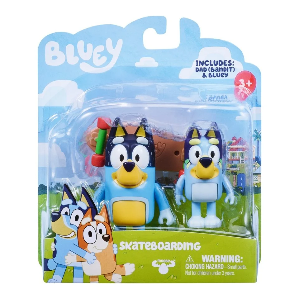 Bluey - 2 x S3 Figure 2-Pak - Pool Tid & Skateboard