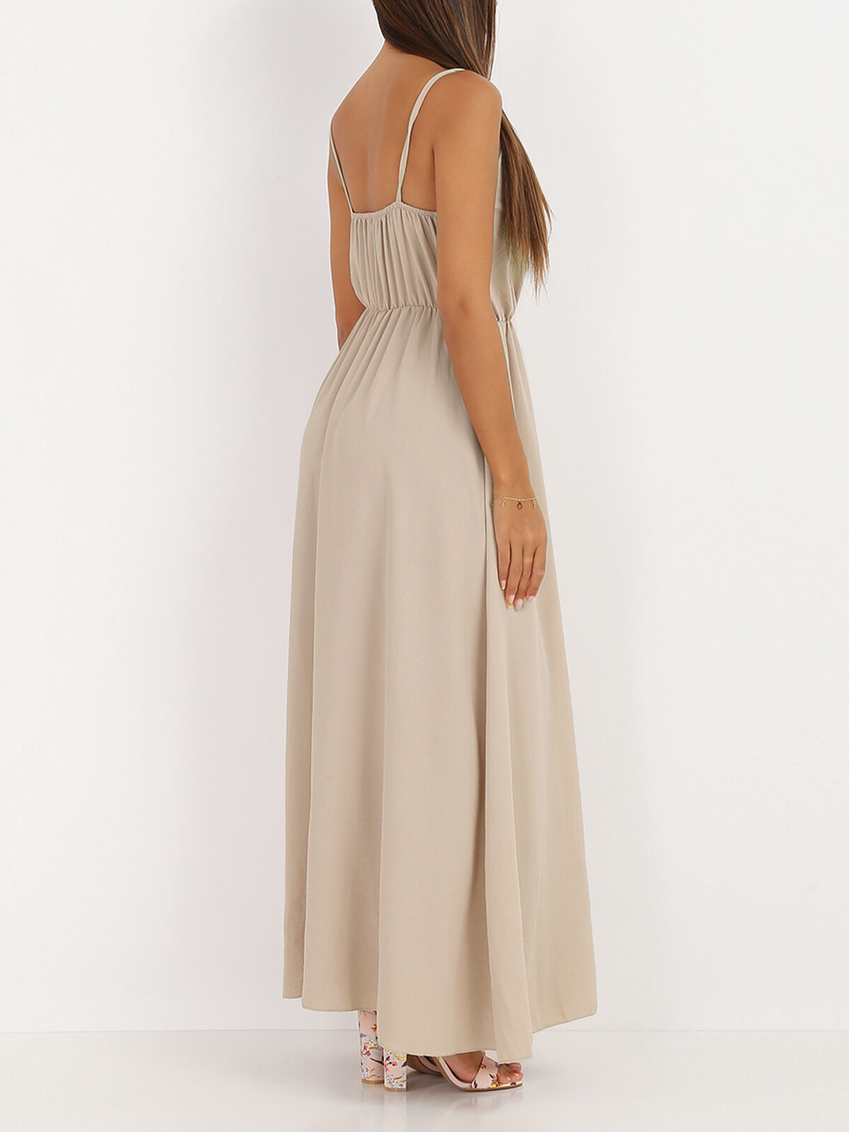 Robe longue portefeuille- Beige