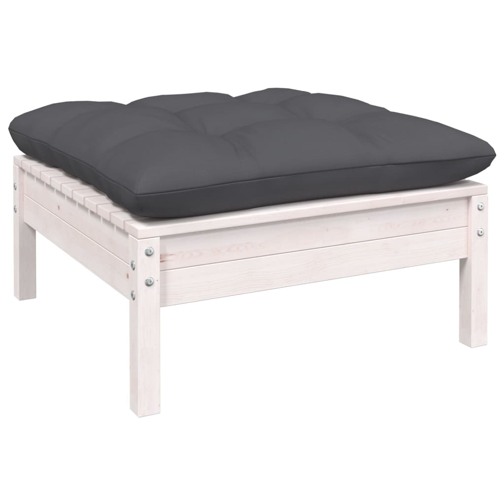 Salon de jardin meuble d'extérieur ensemble de mobilier 3 pièces avec coussins anthracite bois de pin