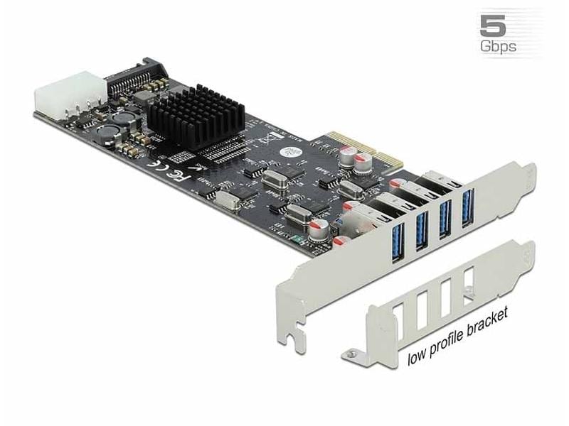 Delock PCI-Express-Karte 89008 USB 3.0 - 4x extern   3x int Quad Channel, Low Profile