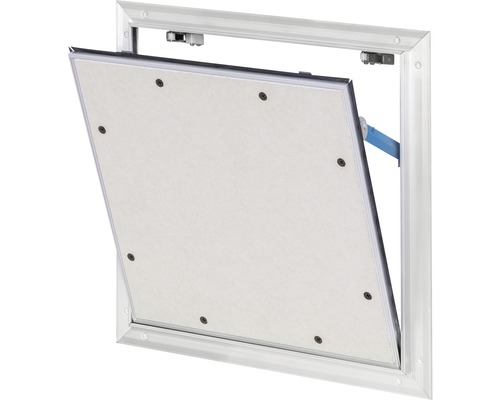 Toegangsluik voor scheidingswand Alumatic F/EI30 met gipsplaatinleg van 12,5 mm en veiligheidssluiting van 300 mm x 300 mm.
