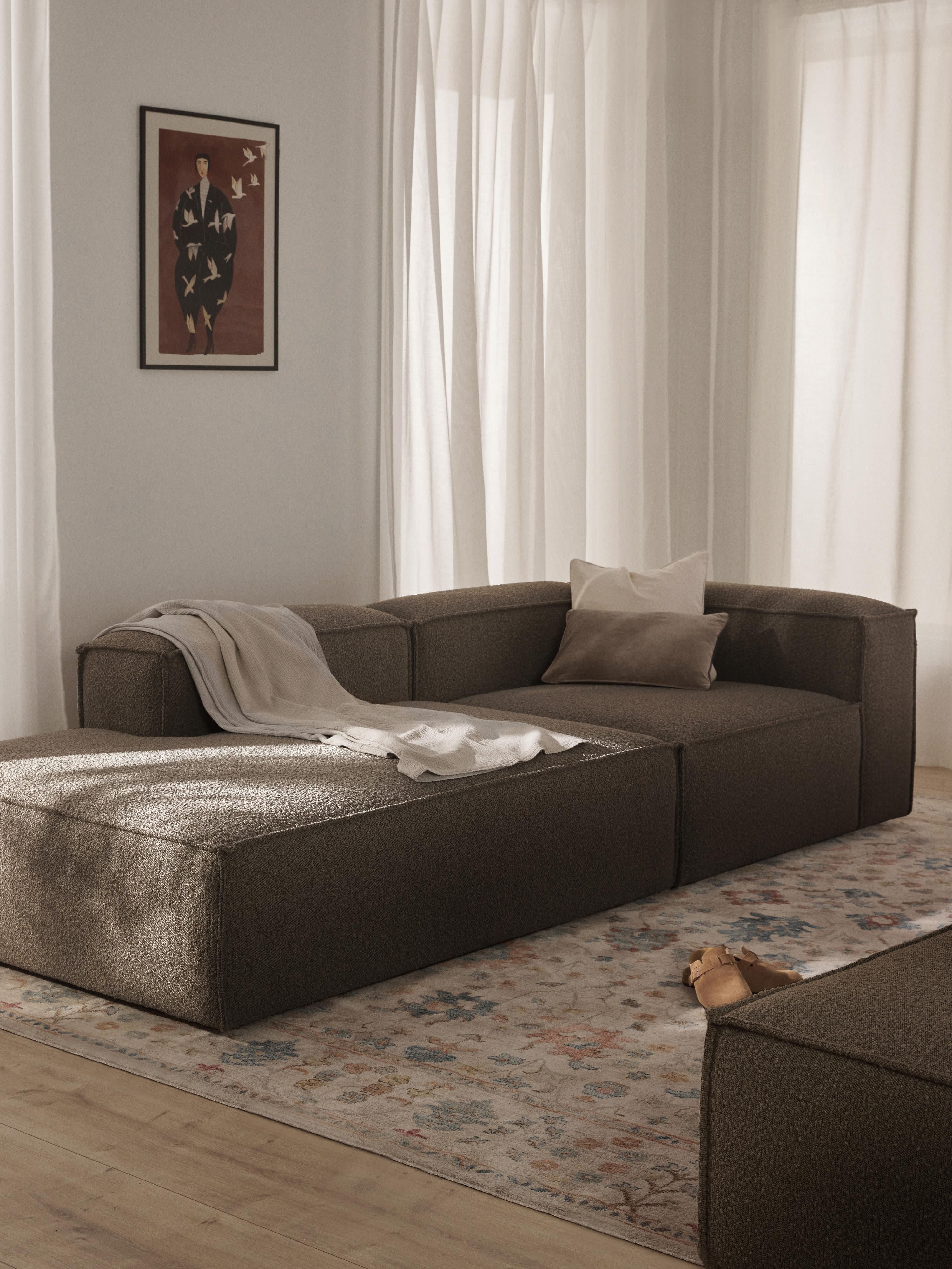 Modulaire chaise longue Lennon uit bouclé