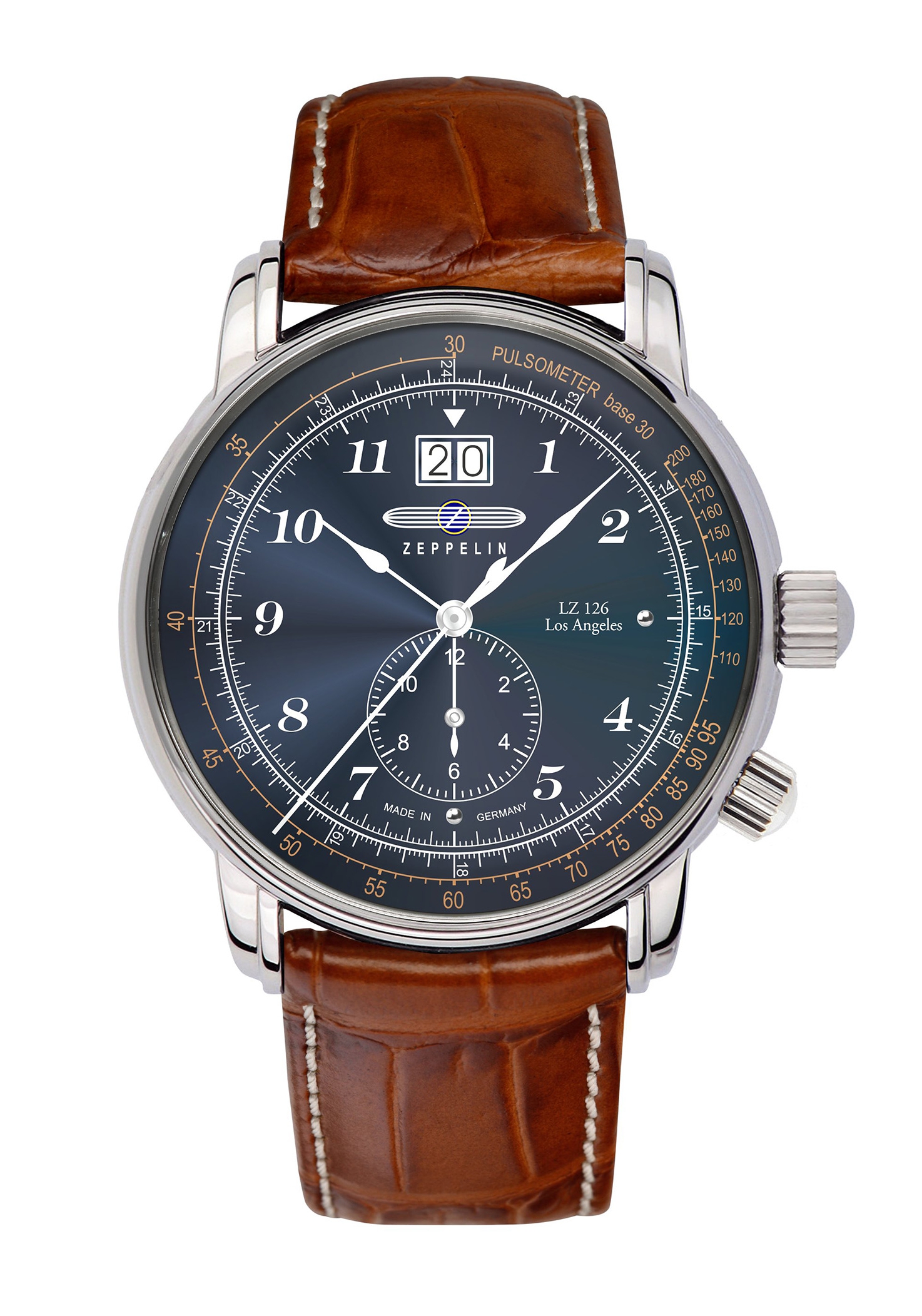 Zeppelin Los Angeles Herrenuhr Dual-Time Blau 8644-3