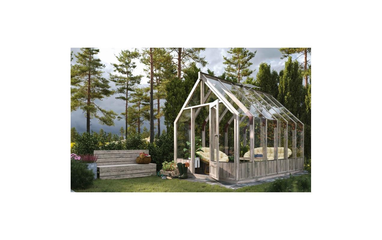 Gewächshaus Este 8.2 m², Kdi grau 363 x 240 x 285 cm<br>Holz-Gewächshaus