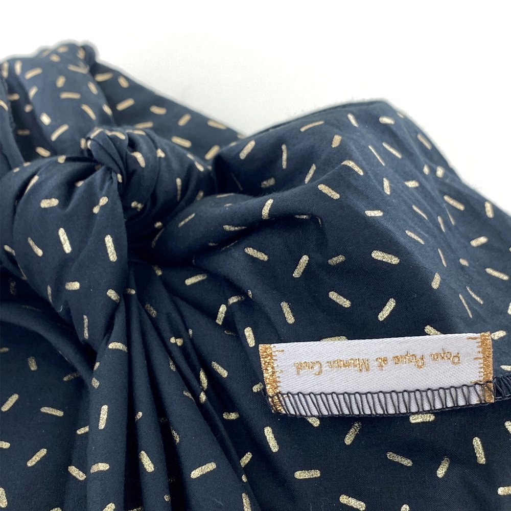 Furoshiki Moyen 48 X 48 Cm Paille Dorée Noir