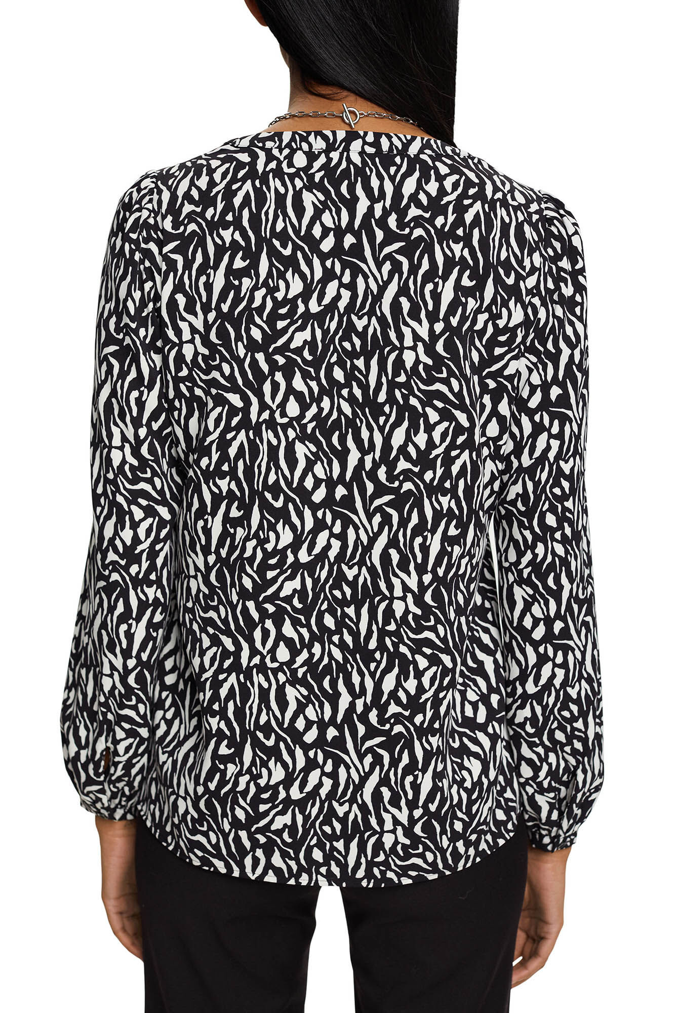 Blusa de corte reto com estampa por toda a peça - Estampa branca