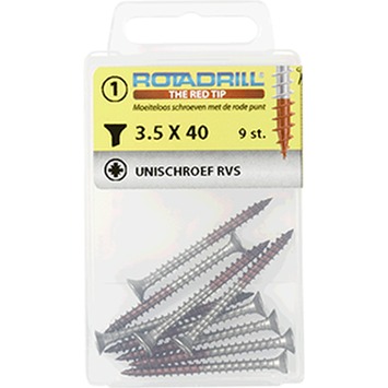 Rotadrill schroef universeel platkop poz RVS 3.5x40 mm 9 stuks