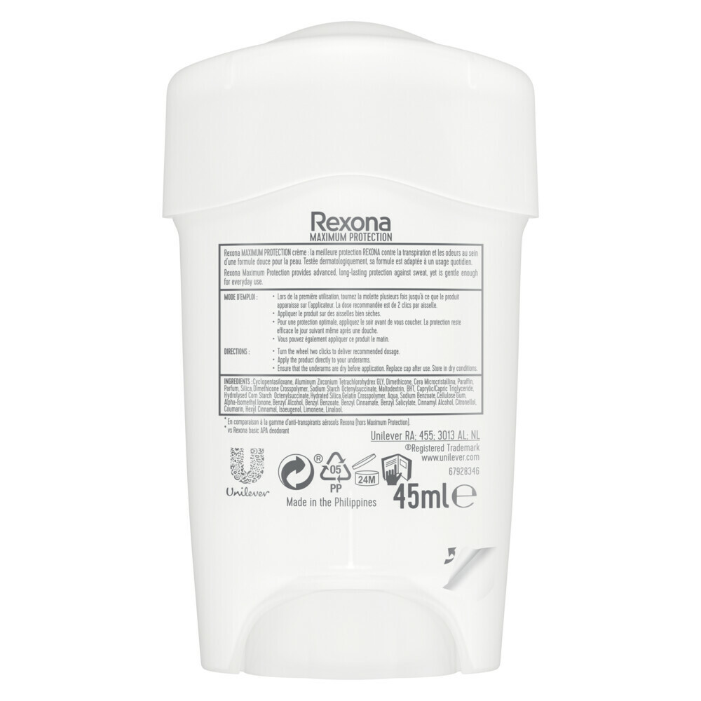 6x Rexona Deodorant Stick Cream Maximum Protection Sensitive Dry45 ml