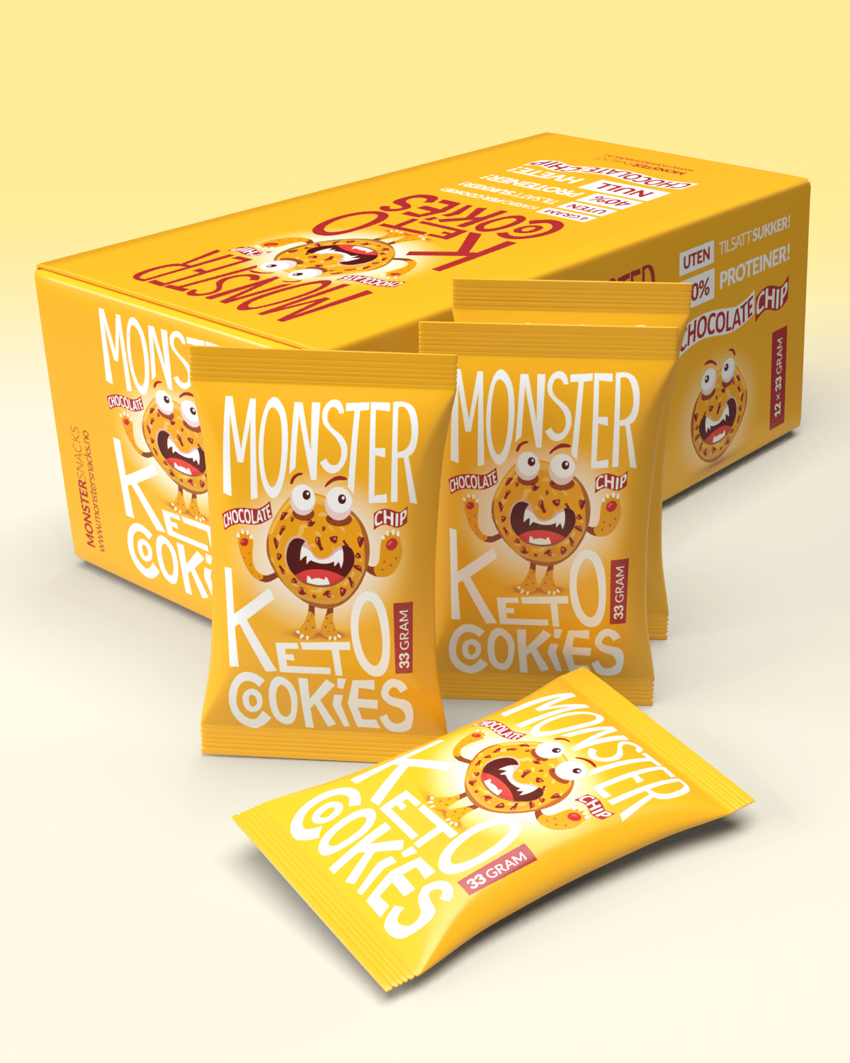 Monster Keto Lavkarbo Cookie 12x33g