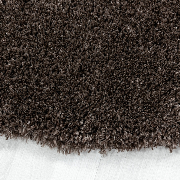 Rond hoogpolig vloerkleed - Fuzzy Bruin | Stijlvol