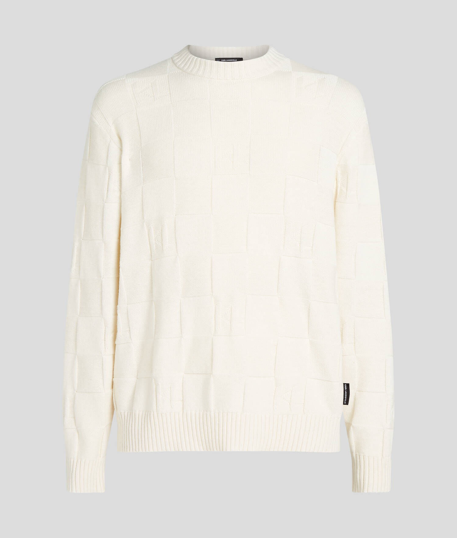 PULL À CARREAUX KL MONOGRAM - Crème Cannoli