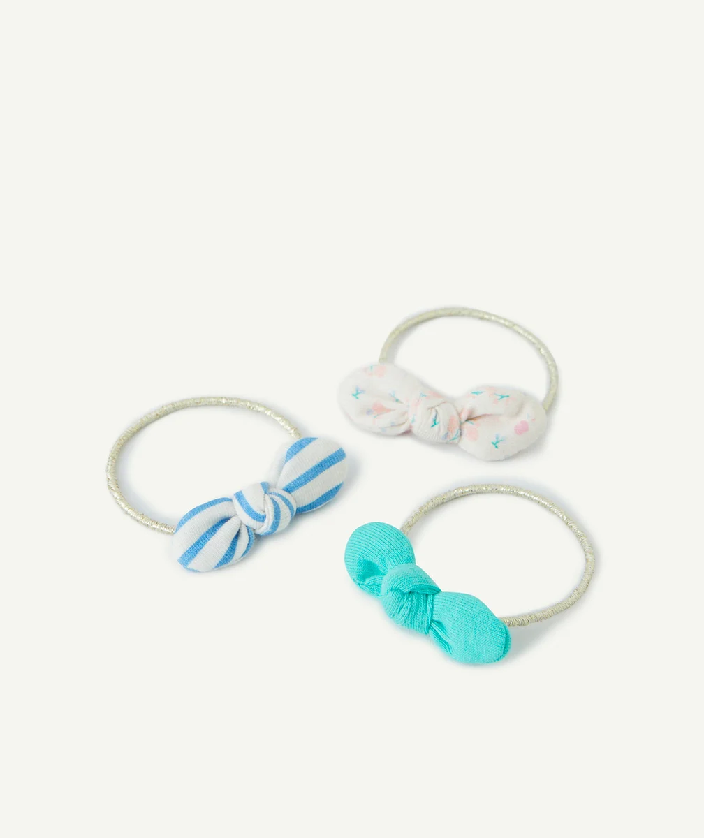 LOT DE 3 ÉLASTIQUES BÉBÉ FILLE COULEUR DORÉE AVEC NOEUDS