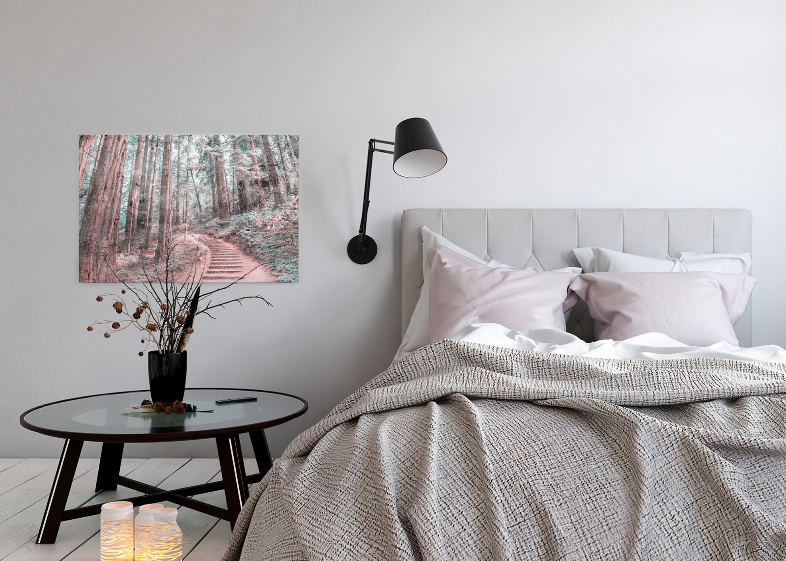 Leinwandbild WALDWEG - braun - 90x60 cm