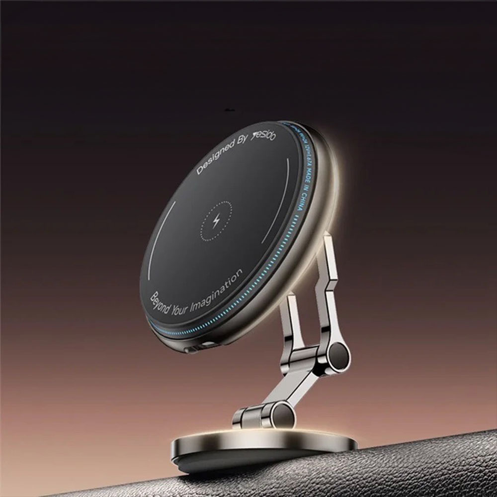 (15W) Selbstklebende MagSafe Auto KFZ Ladegerät Halterung Faltbarer Dashboard Smartphone Ständer - Silber