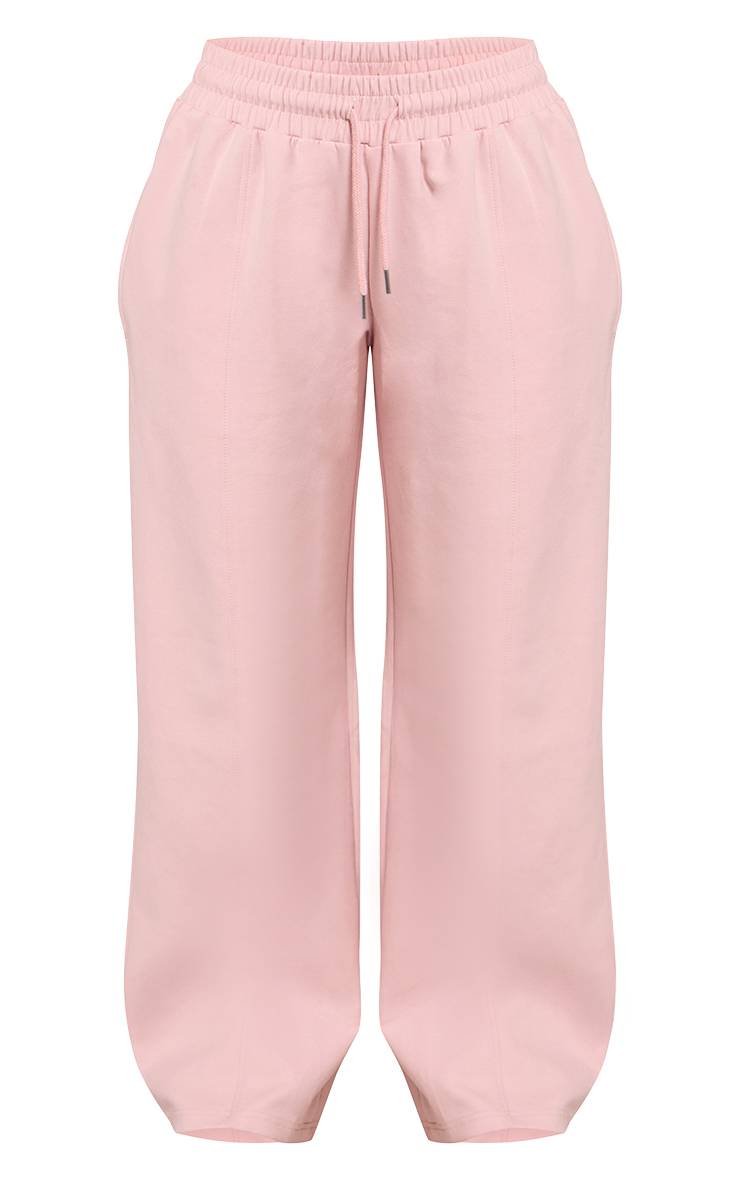 Rose Jogging Petite Taille À Jambes Larges Avec Cordon De Serrage En Jersey Interlock