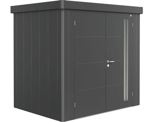 Biohort Neo 1B tuinhuis met dubbele deuren, 236 x 180 cm, donkergrijs metallic