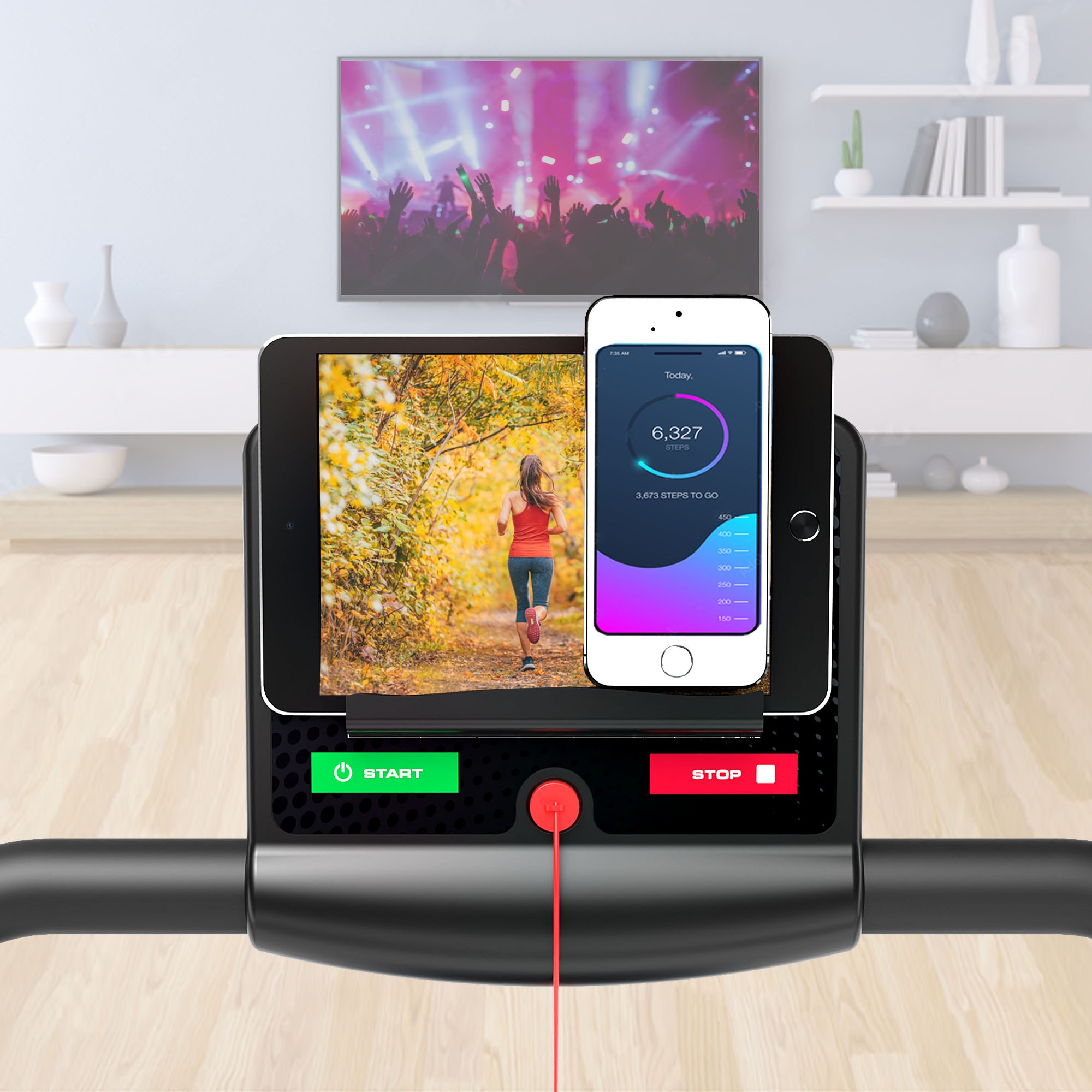 KINETIC SPORTS Elektrisches Laufband KST2500FX - Klappbarer Heimtrainer für Zuhause bis 10 km/h, mit LCD-Anzeige, Tablet Holder, Kompaktes Laufband Walking Pad für Zuhause und Büro | Grau