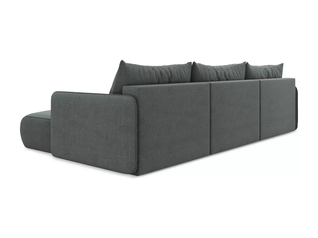 Canapé d'angle panoramique convertible en tissu texturé - gris - NANEA