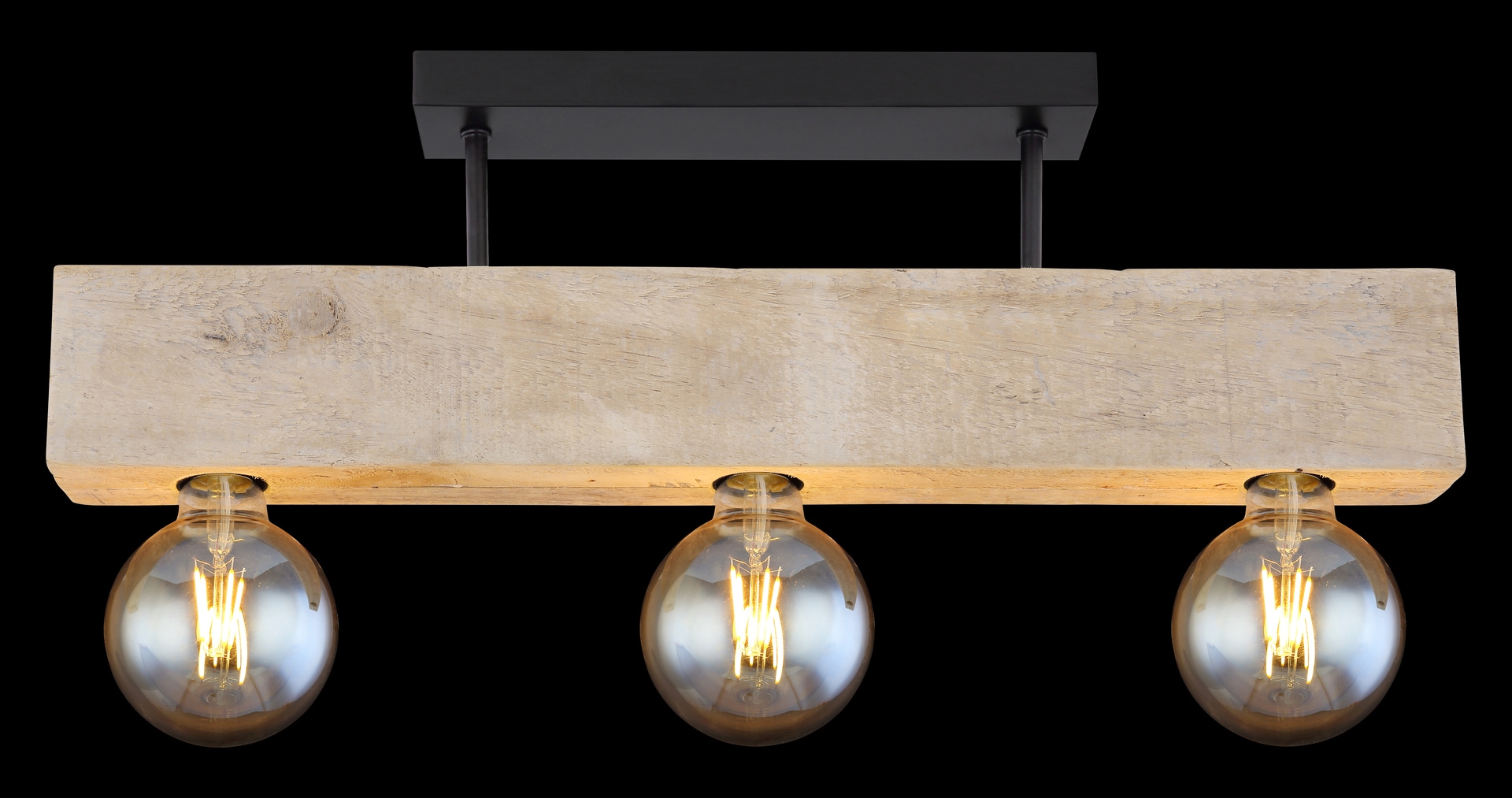 GLOBO Retrofit Deckenlampe ADALIE 60 cm schwarz /Holz