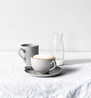 Seltmann Weiden Milchkaffeetasse AMINA 6er Set Porzellan silbergrau