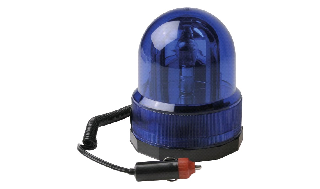 Roterende advarselslys, blå, 12V