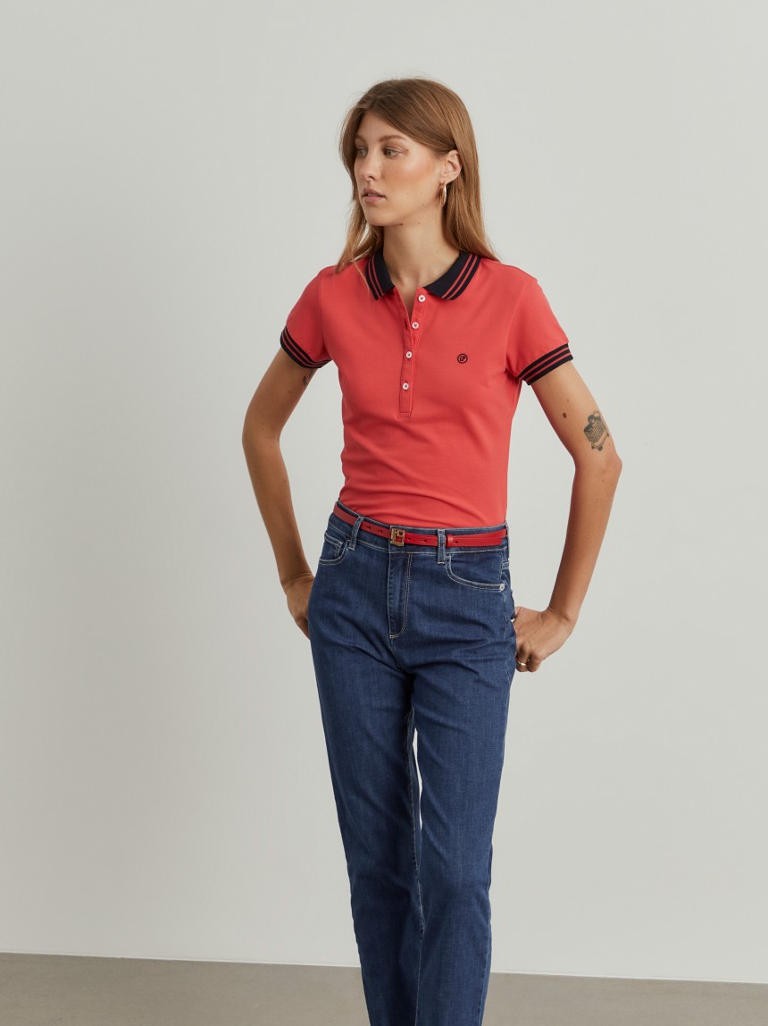 Polo piqué bicolor em algodão
