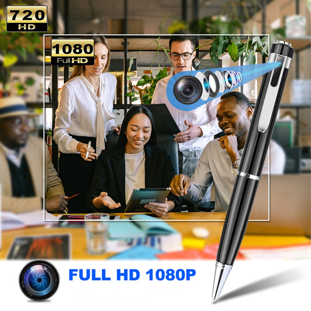 1080p Mini Kamera in Kugelschreiber-Gehäuse mit Akku (350mAh)   Micro SD Kartenslot - Schwarz
