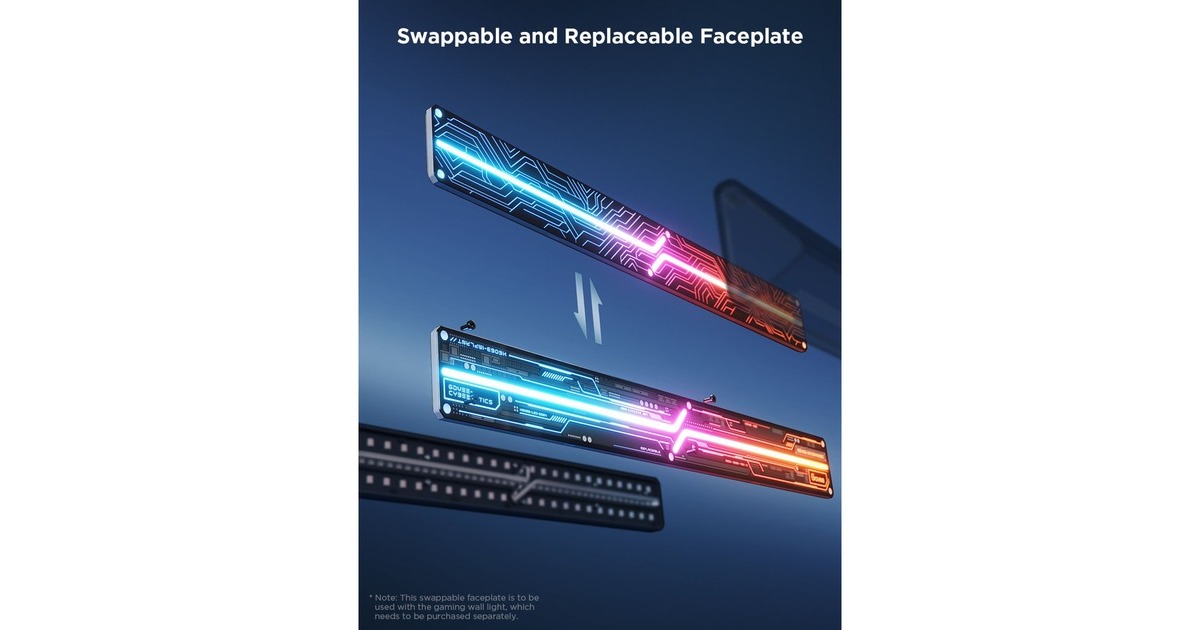 GoveeGaming Wall light Swappable Faceplates with Line Pattern voorpaneel  (2 stuks, 2,4GHz wifi, Bluetooth)