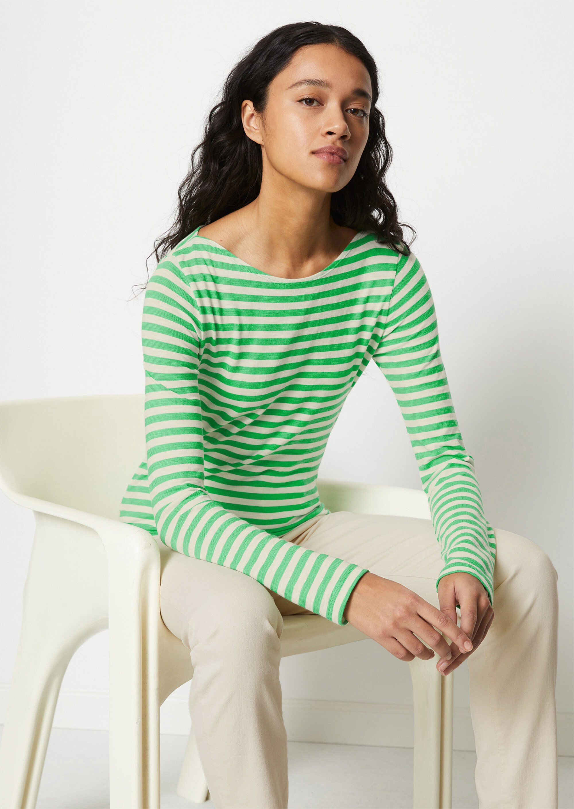 Ringel-Longsleeve regularaus Slubjersey