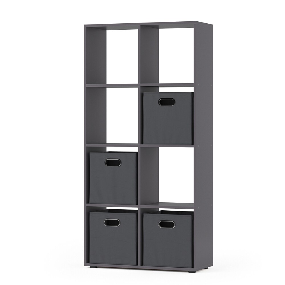 Vicco Raumteiler Standregal Bücherregal 8 Fächer Scutum Grau Hochregal Faltbox