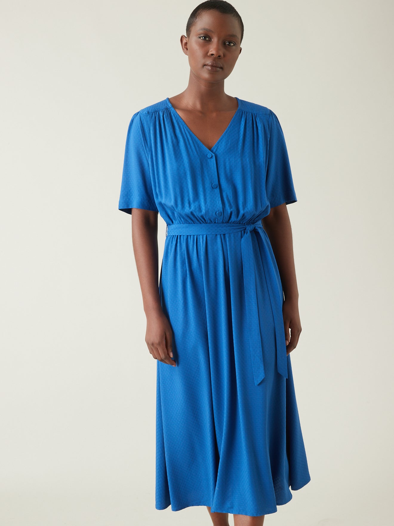Robe mi-longue femme en viscose dobby