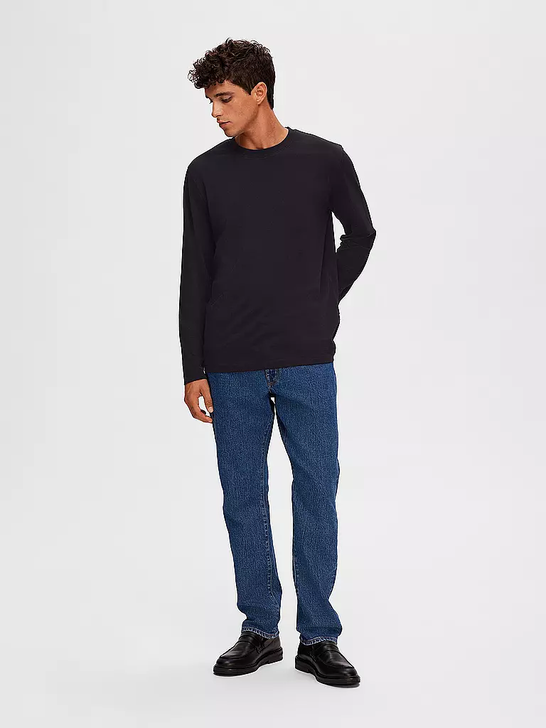 SELECTED Langarmshirt SLHASPEN schwarz
