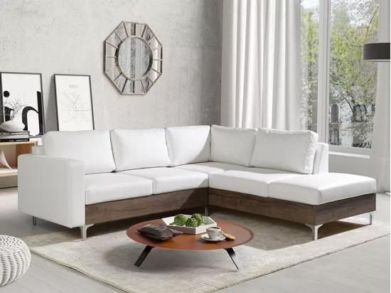 Canapé d'angle Providence 140, Blanc, 236x212x81cm