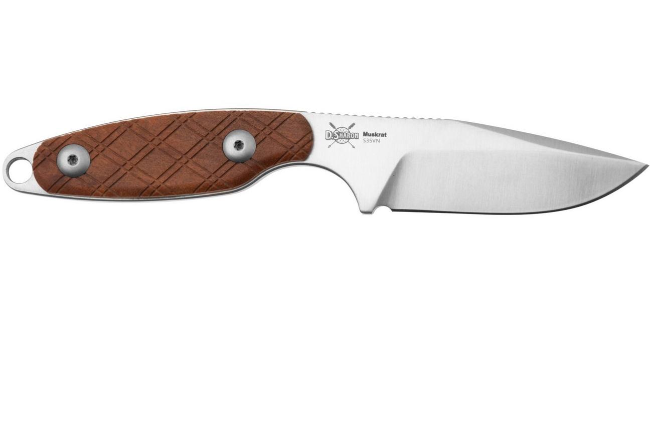 Kizer Vanguard Muskrat 1064A2, Stonewashed S35VN, Mkuruti Wood vaststaand mes, Derek Sharon design
