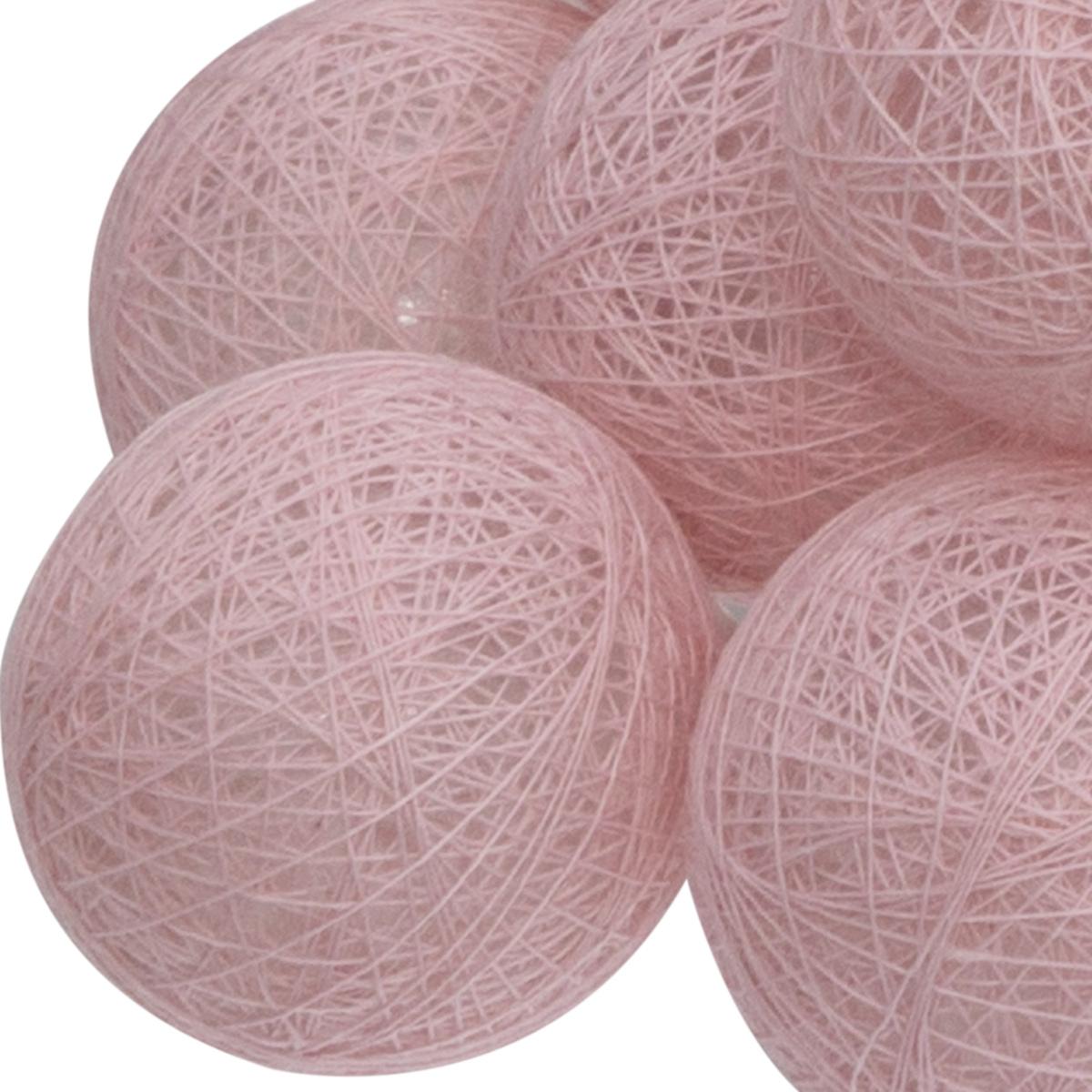 GUIRLANDE LED PILE 16 BOULES ROSE CLAIR D.3.5CM
