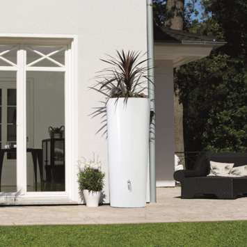 Regenton Color coco met plantenbak 350L   kraantje en vulautomaat