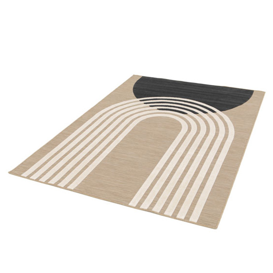 Tapis intérieur et extérieur en relief - luna - beige et noir - 80 x 150 cm