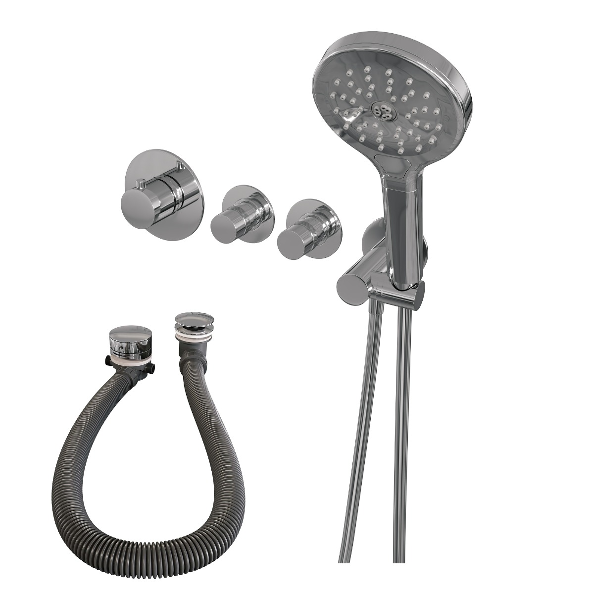 Brauer Chrome Edition inbouw badkraan met badvulcombinatie en 3 standen handdouche chroom
