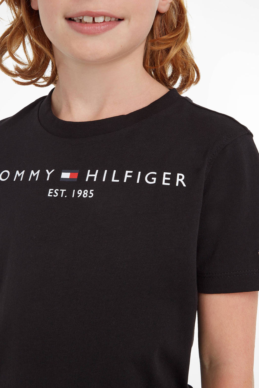 Tommy Hilfiger unisex T-shirt van katoen zwart