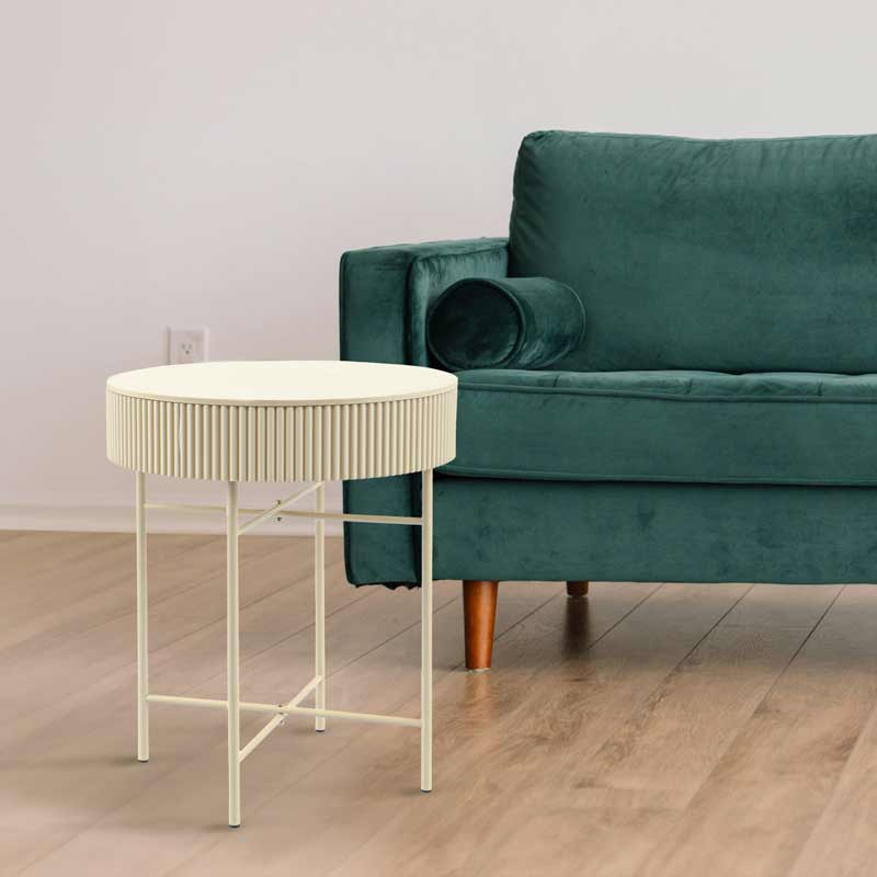 Bout de canapé avec coffre intégré beige