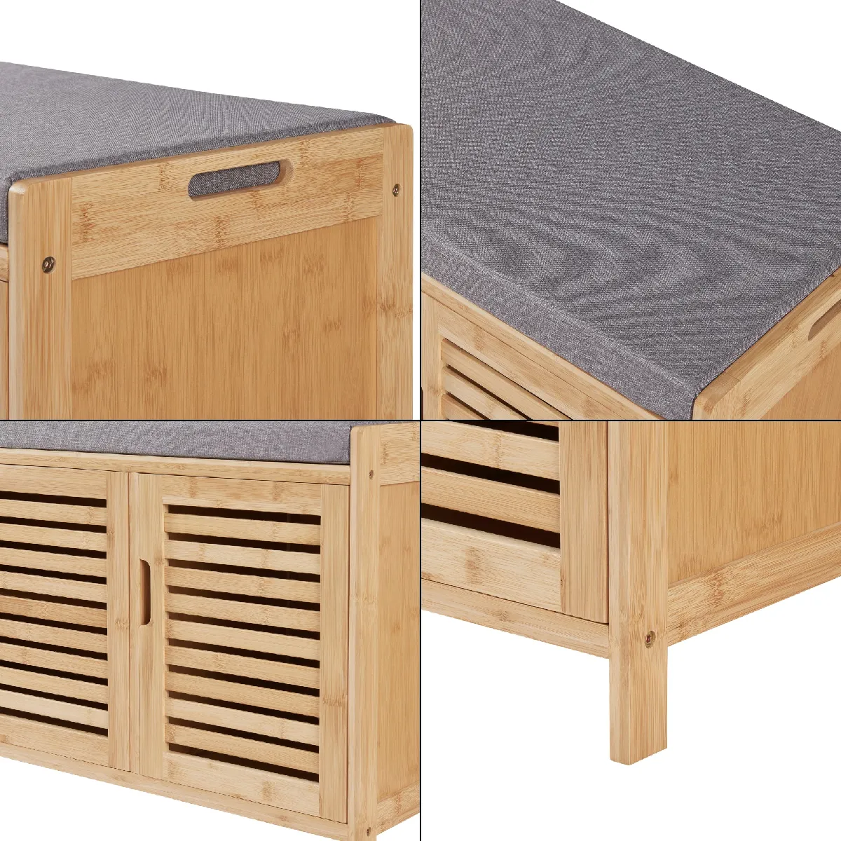 Helloshop26 Banc à chaussures - Bambou - Gris